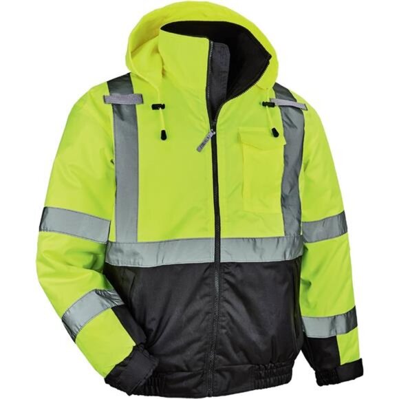 hi vis bomber safety jacket reflective waterproof warm workwear winter coat mens - Picture 1 of 7